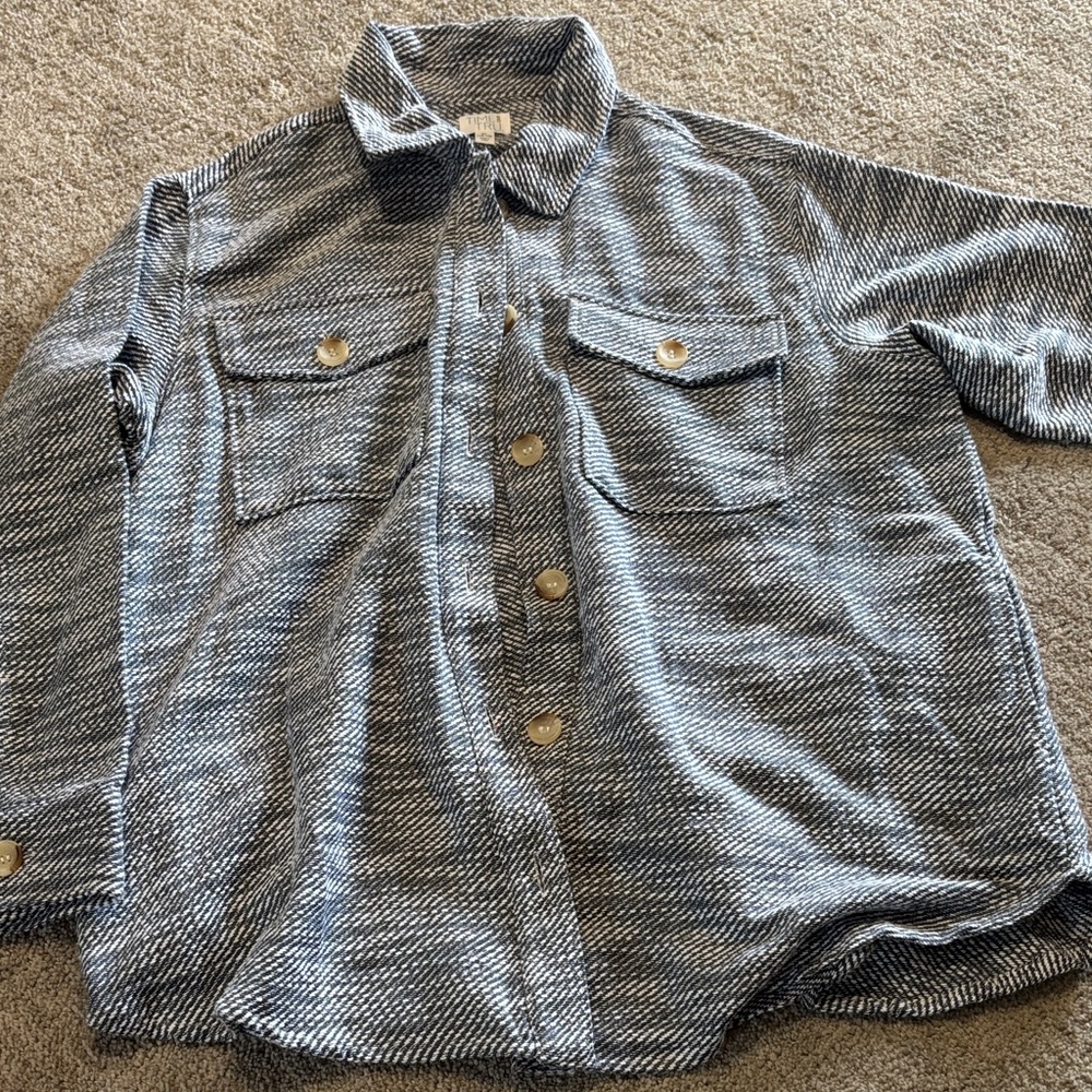 Stylish Blue and White Button-Up Shirt